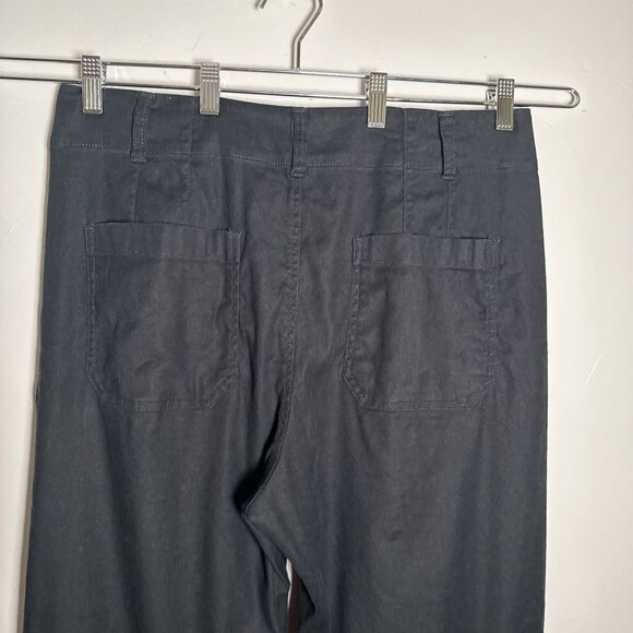 Maeve by Anthropologie The Colette Wide Leg Pants Black Women's Size 32 Linen - Picture 5 of 11